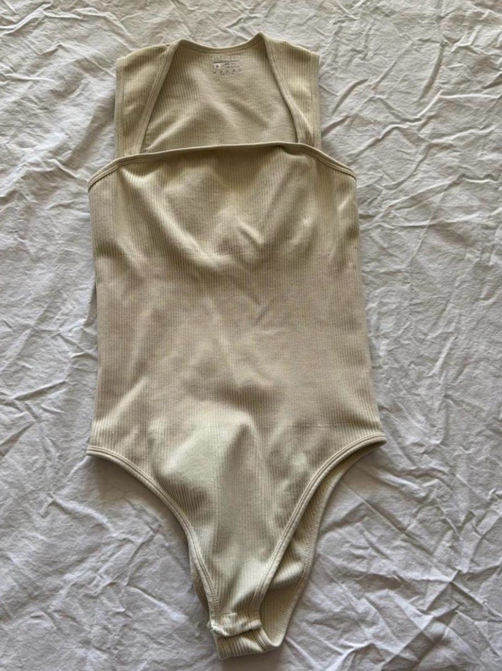 Ribbed Cream Bodysuit Tank - Women's Sleeveless Bodysuit